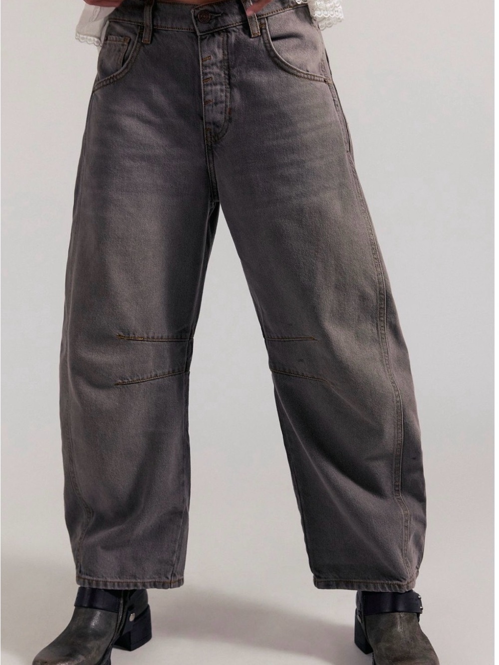 We The Free Good Luck Mid-Rise Barrel Jeans in Archive Grey - Picture 2 of 11